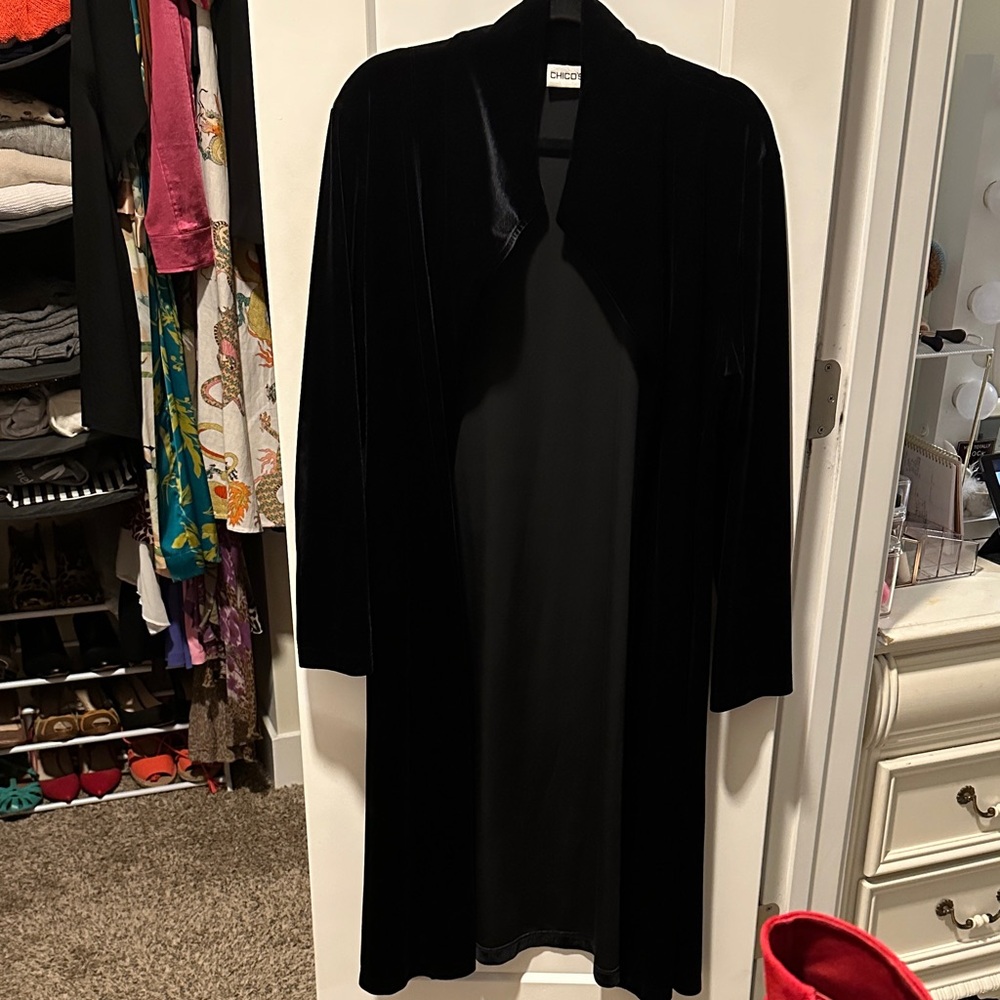 NWOT Chico's Elegant Black Velvet Coat